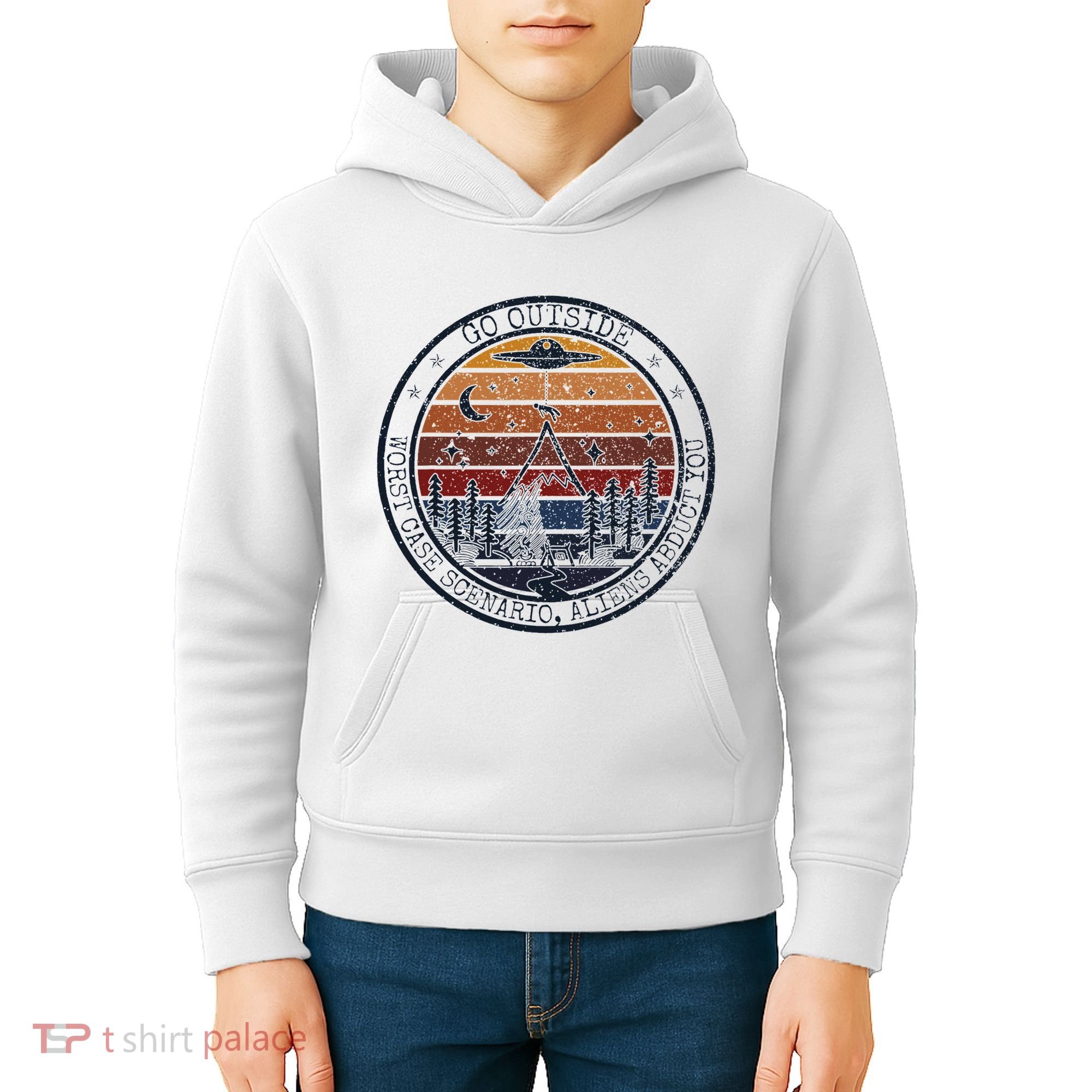 Go Outside Worst Case Scenario Bigfoot Kills You Sasquatch.Png Kids Hoodie
