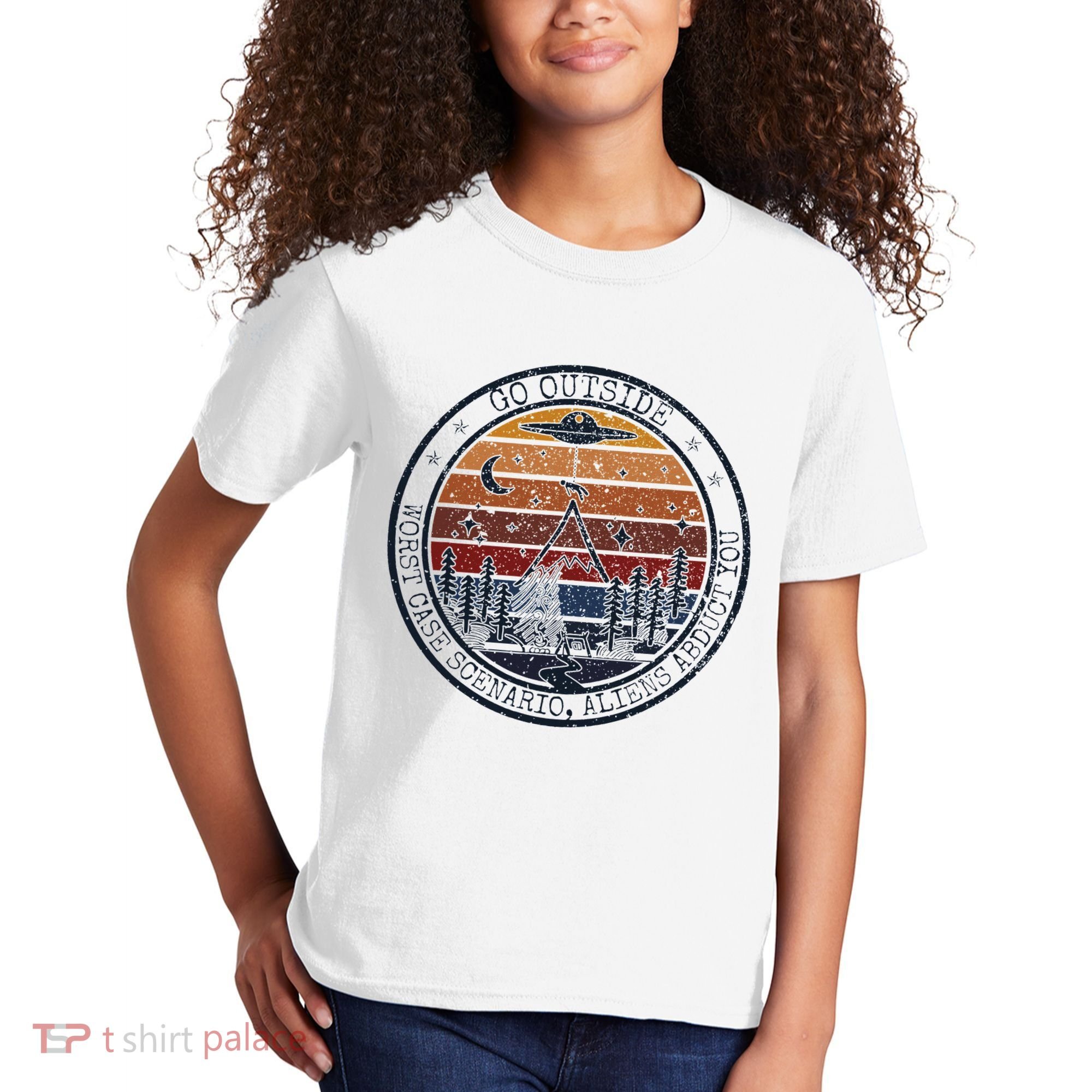 Go Outside Worst Case Scenario Bigfoot Kills You Sasquatch.Png Kids T-Shirt