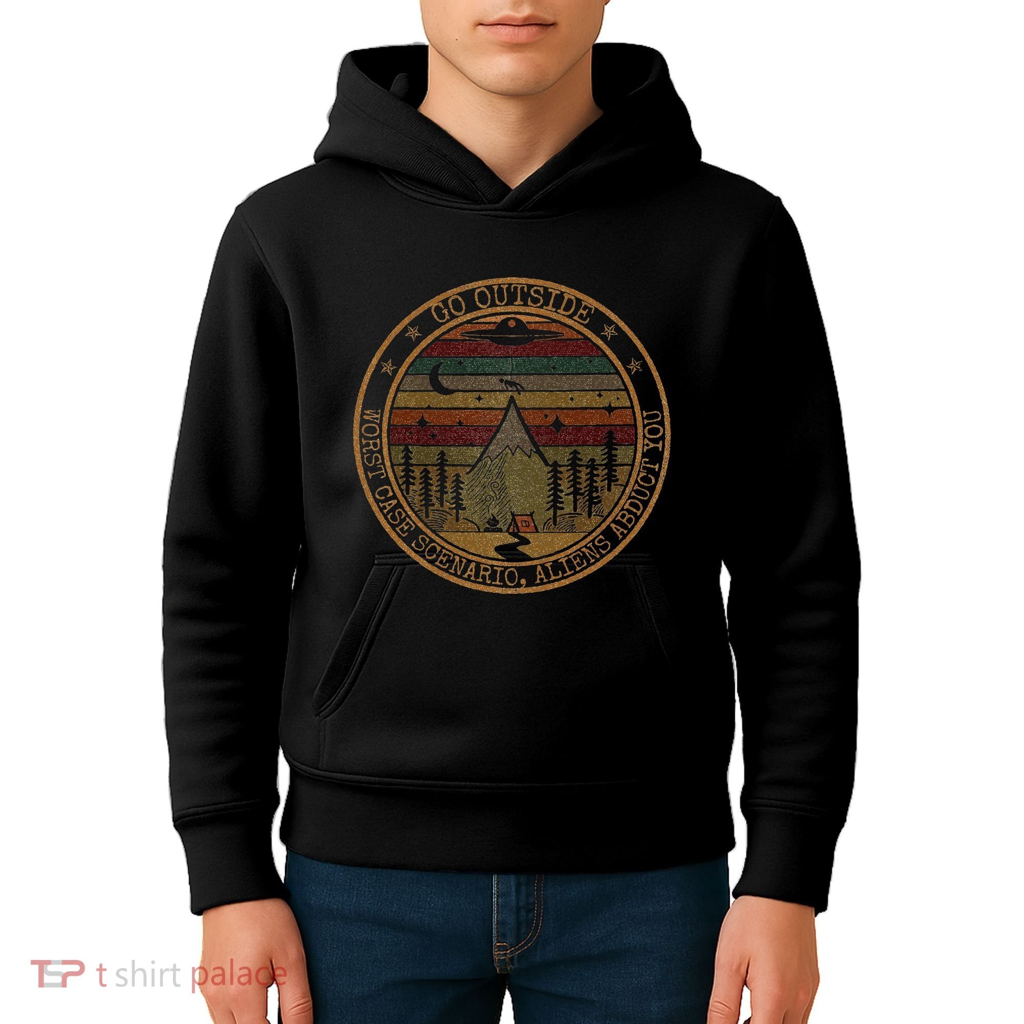 Go Outside Worst Case Scenario Bigfoot You Sasquatch Kids Hoodie