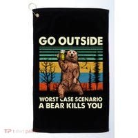 Go Outside Worst Case Scenario A Bear Kills You Golf Towel thumb 0