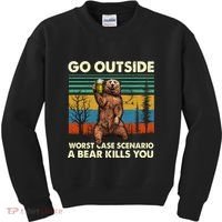 Go Outside Worst Case Scenario A Bear Kills You Kids Sweatshirt thumb 0