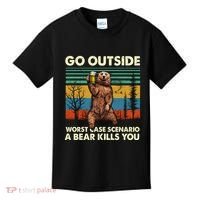 Go Outside Worst Case Scenario A Bear Kills You Kids T-Shirt thumb 0