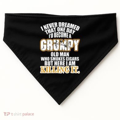 Grumpy Old Man Who Smokes Cigars USA-Made Doggie Bandana