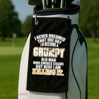 Grumpy Old Man Who Smokes Cigars Golf Towel thumb 2