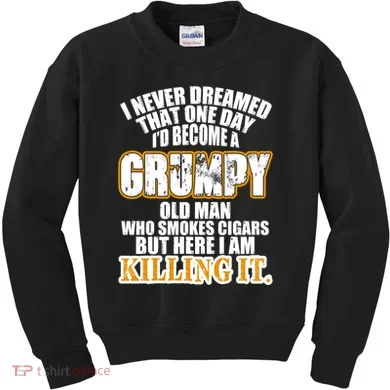 Grumpy Old Man Who Smokes Cigars Kids Sweatshirt