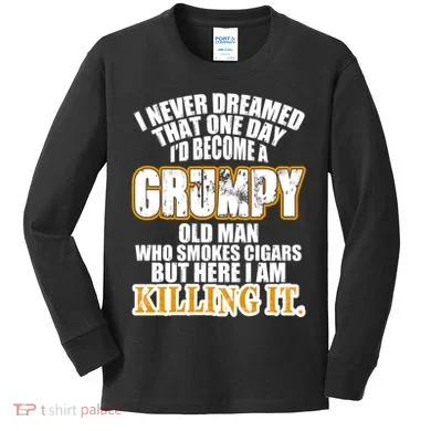 Grumpy Old Man Who Smokes Cigars Kids Long Sleeve Shirt