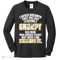 Grumpy Old Man Who Smokes Cigars Kids Long Sleeve Shirt thumb 0