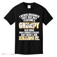 Grumpy Old Man Who Smokes Cigars Kids T-Shirt thumb 0