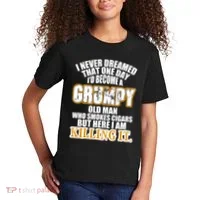 Grumpy Old Man Who Smokes Cigars Kids T-Shirt thumb 2