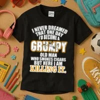 Grumpy Old Man Who Smokes Cigars Kids T-Shirt thumb 3