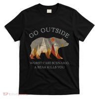 Go Outside Worst Case Scenario A Bear Kills You Camping T-Shirt thumb 0