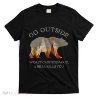 Go Outside Worst Case Scenario A Bear Kills You Camping T-Shirt thumb 0
