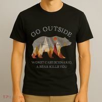 Go Outside Worst Case Scenario A Bear Kills You Camping T-Shirt thumb 3
