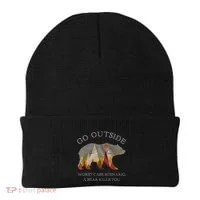 Go Outside Worst Case Scenario A Bear Kills You Camping Beanie thumb 0