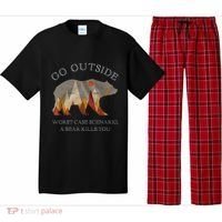 Go Outside Worst Case Scenario A Bear Kills You Camping Pajama Set thumb 0