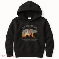 Go Outside Worst Case Scenario A Bear Kills You Camping Kids Hoodie thumb 0