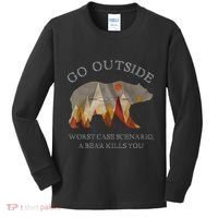 Go Outside Worst Case Scenario A Bear Kills You Camping Kids Long Sleeve Shirt thumb 0