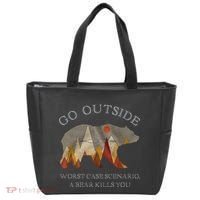 Go Outside Worst Case Scenario A Bear Kills You Camping Tote Bag thumb 0