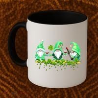 Glass Of Wine Shamrocks St Patricks Day Funny Wine Lover Coffee Mug thumb 2