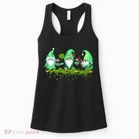 Glass Of Wine Shamrocks St Patricks Day Funny Wine Lover Women's Tank Top thumb 0