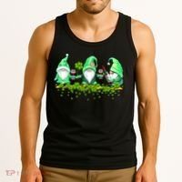 Glass Of Wine Shamrocks St Patricks Day Funny Wine Lover Tank Top thumb 3