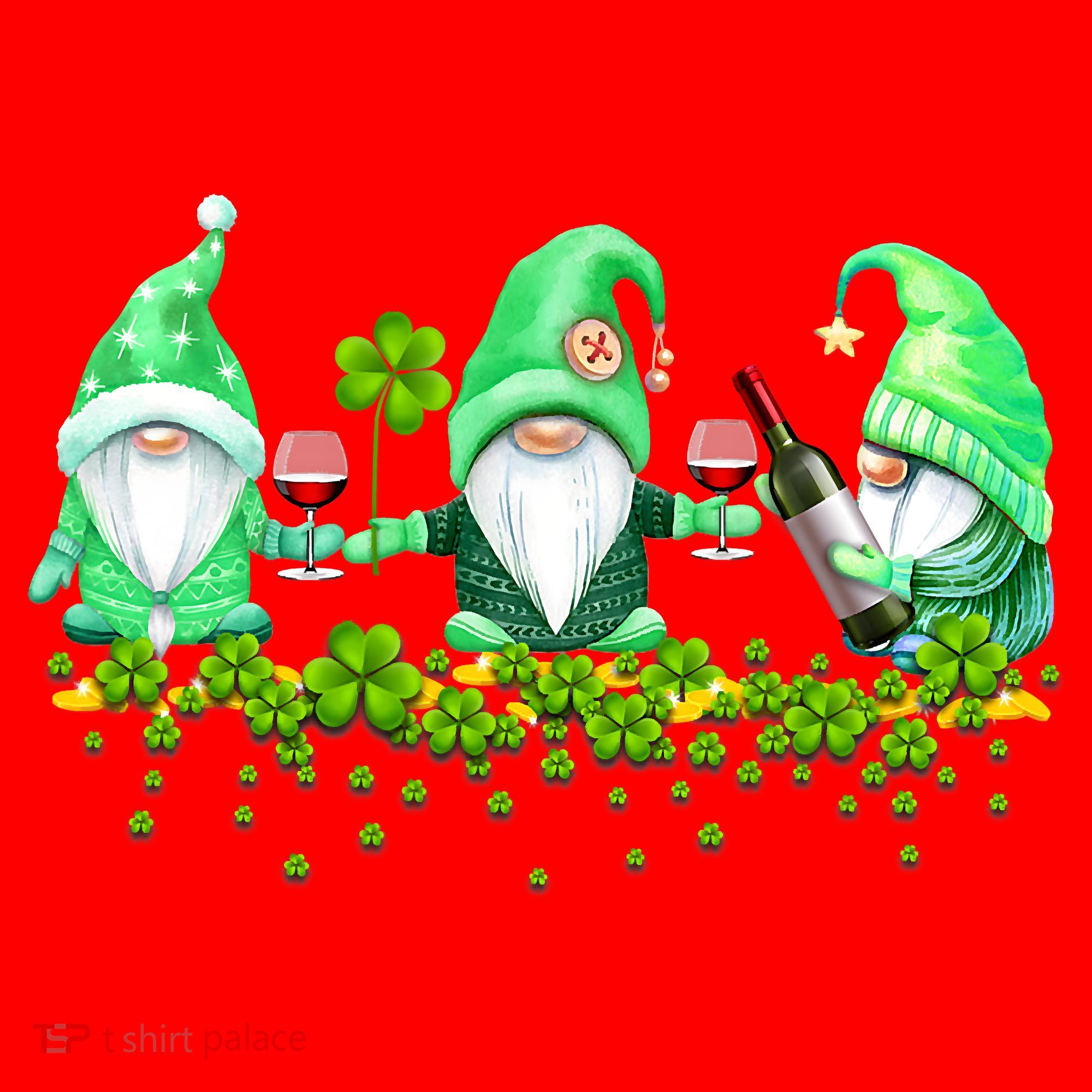 Glass Of Wine Shamrocks St Patricks Day Funny Wine Lover Santa Hat
