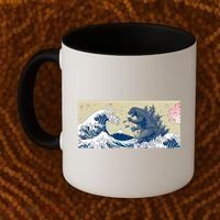 Monster VS the Great Wave Of Kanagaw Coffee Mug thumb 2