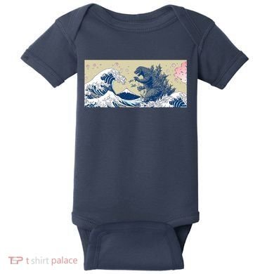Monster VS the Great Wave Of Kanagaw Baby Bodysuit