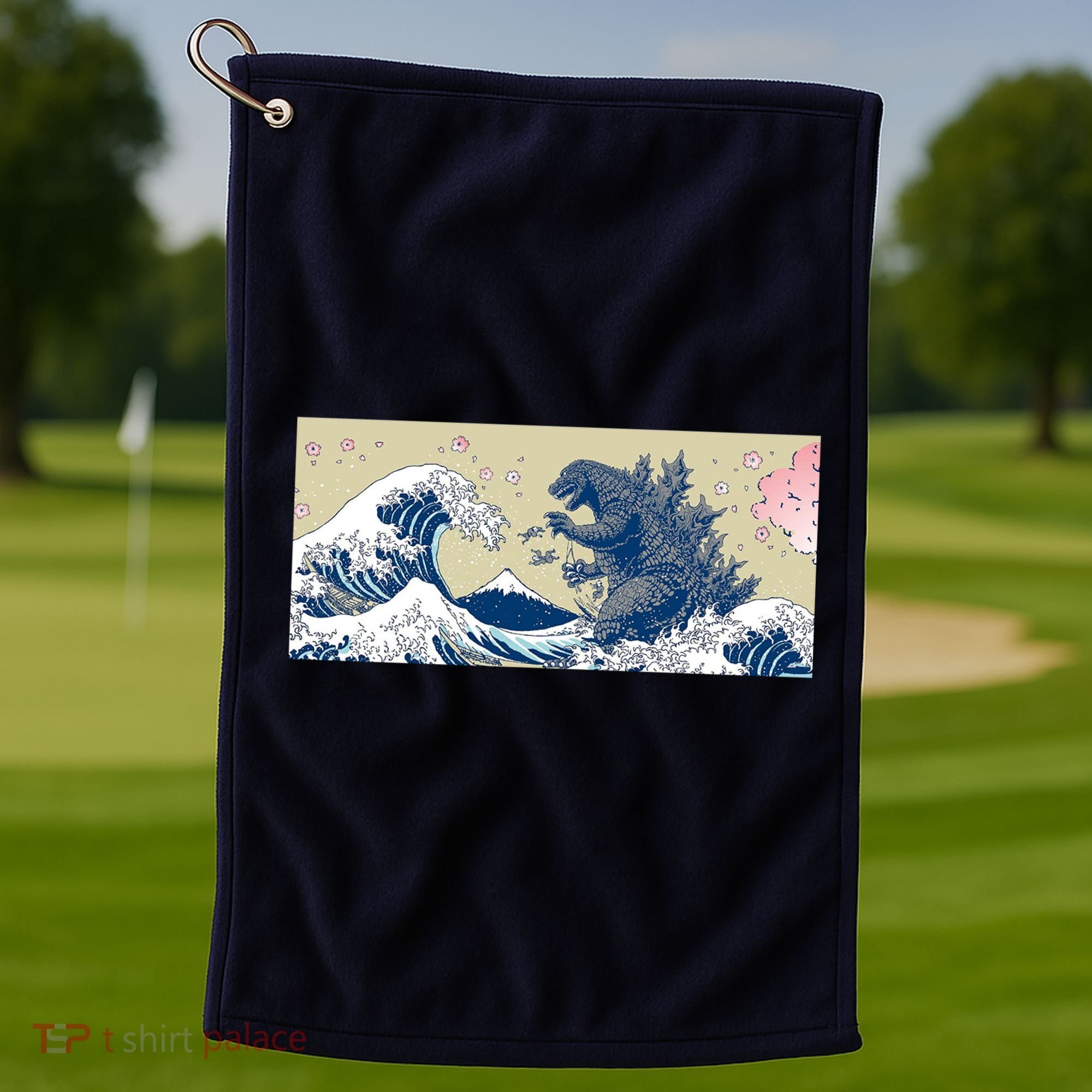 Monster VS the Great Wave Of Kanagaw Golf Towel