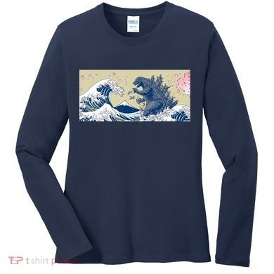 Monster VS the Great Wave Of Kanagaw Women's Long Sleeve Shirt