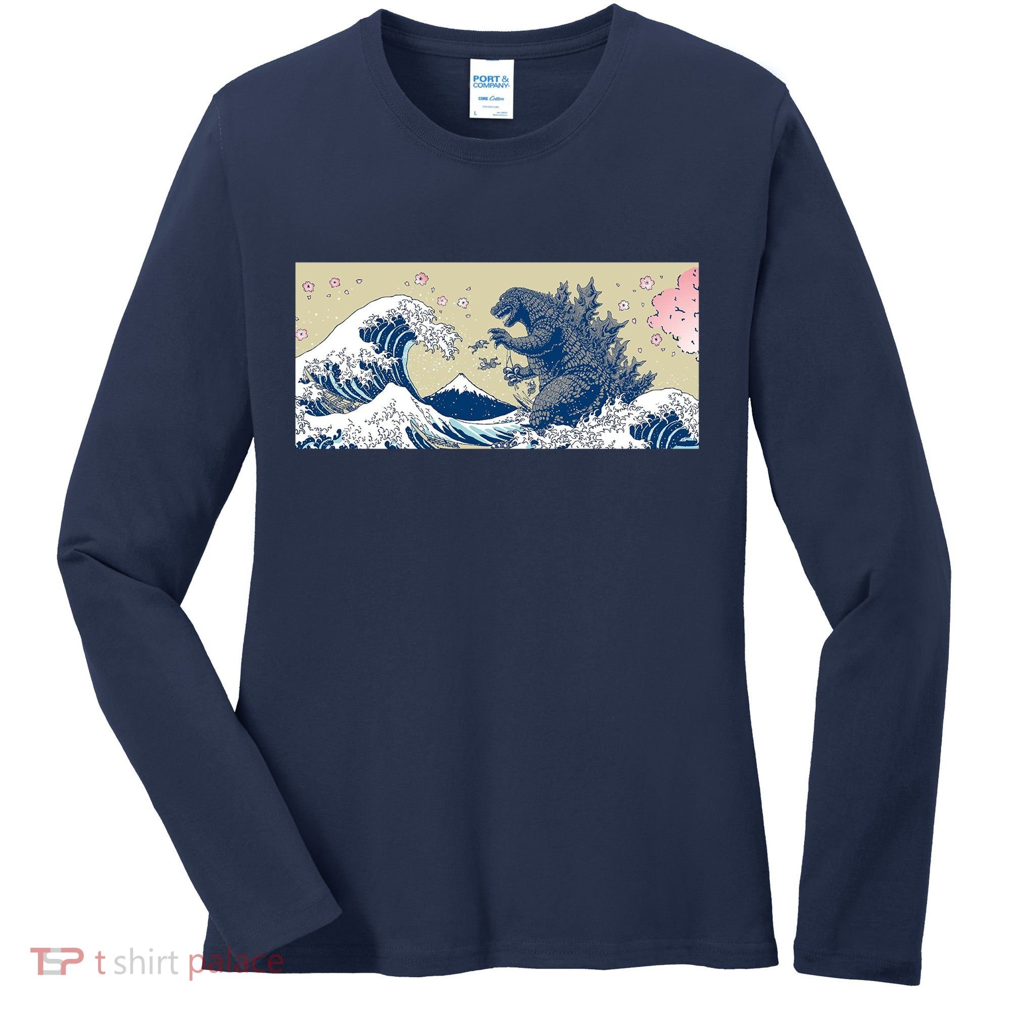 Monster VS the Great Wave Of Kanagaw Women's Long Sleeve Shirt