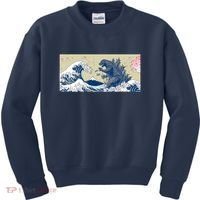 Monster VS the Great Wave Of Kanagaw Kids Sweatshirt thumb 0