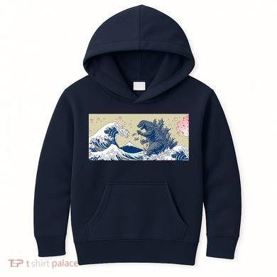 Monster VS the Great Wave Of Kanagaw Kids Hoodie