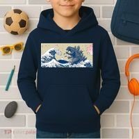 Monster VS the Great Wave Of Kanagaw Kids Hoodie thumb 2