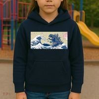 Monster VS the Great Wave Of Kanagaw Kids Hoodie thumb 3