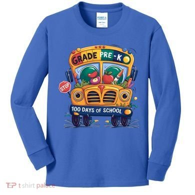 Grade Prek 100 Days Of School Fun Gift Kids Long Sleeve Shirt