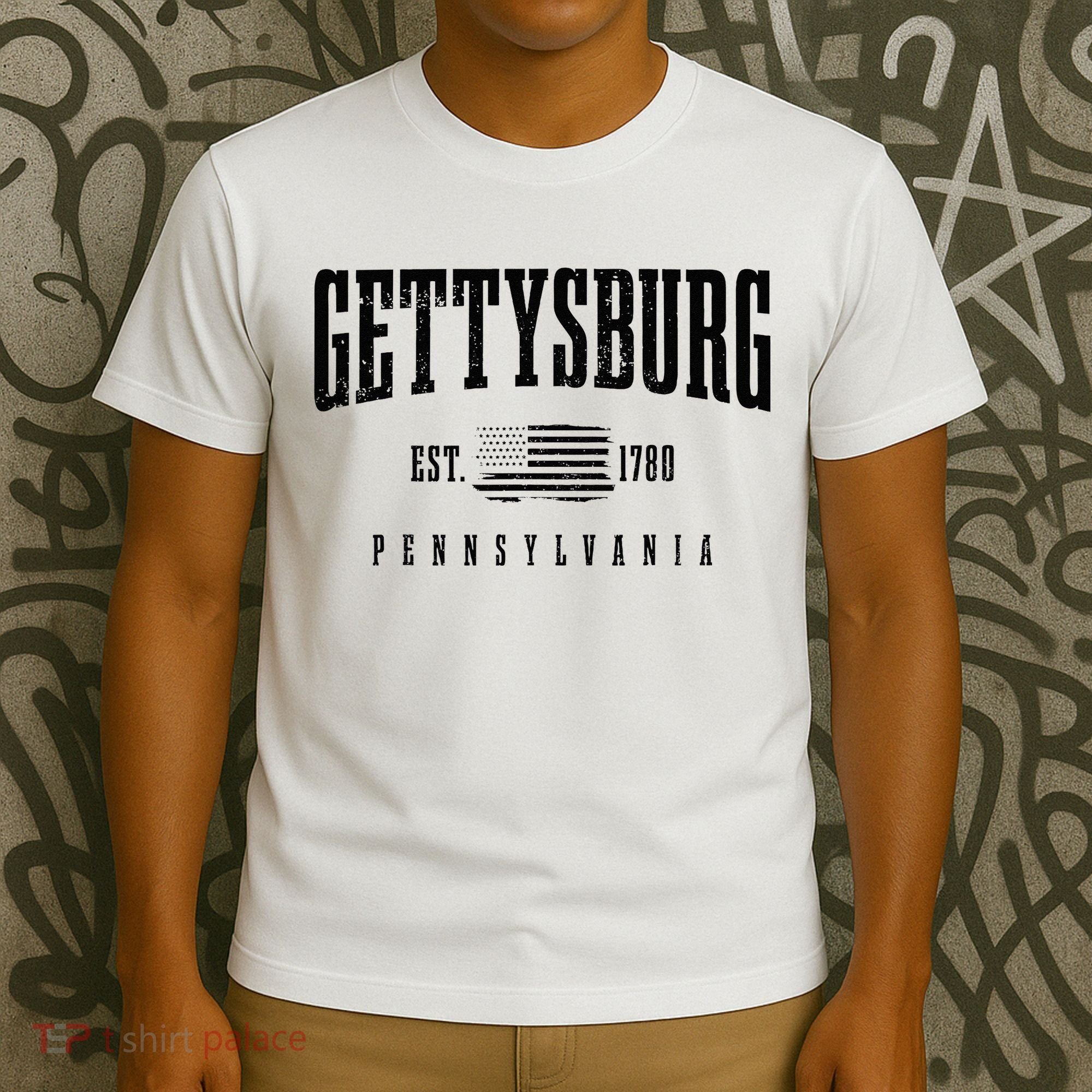 Gettysburg Pennsylvania 1780 Vintage American Flag Patriotic T-Shirt