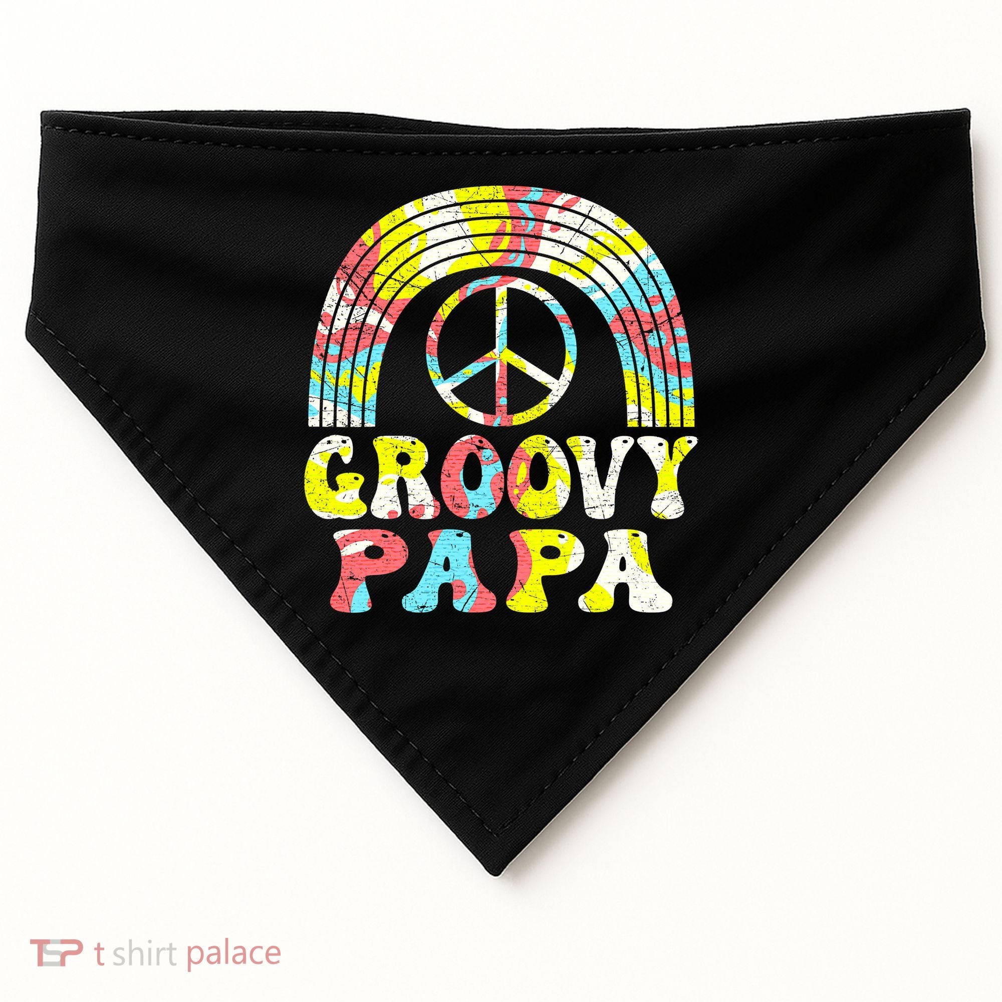 Groovy Papa 70s Aesthetic Nostalgia 1970s Retro Groovy Dad USA-Made Doggie Bandana
