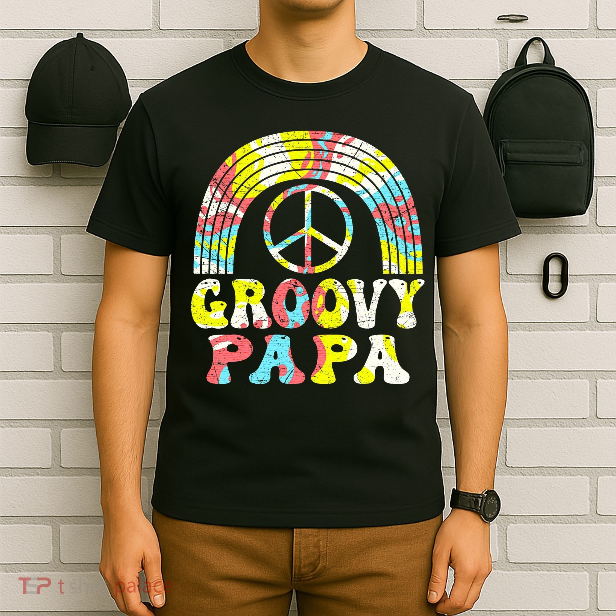 Groovy Papa 70s Aesthetic Nostalgia 1970s Retro Groovy Dad T-Shirt