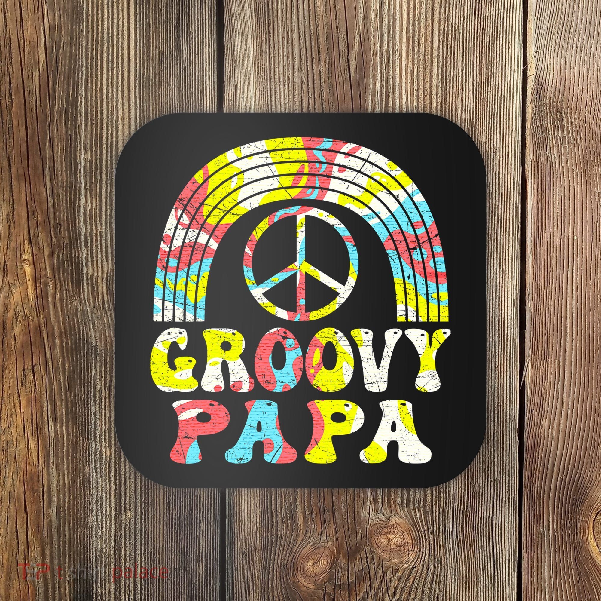 Groovy Papa 70s Aesthetic Nostalgia 1970s Retro Groovy Dad Coaster