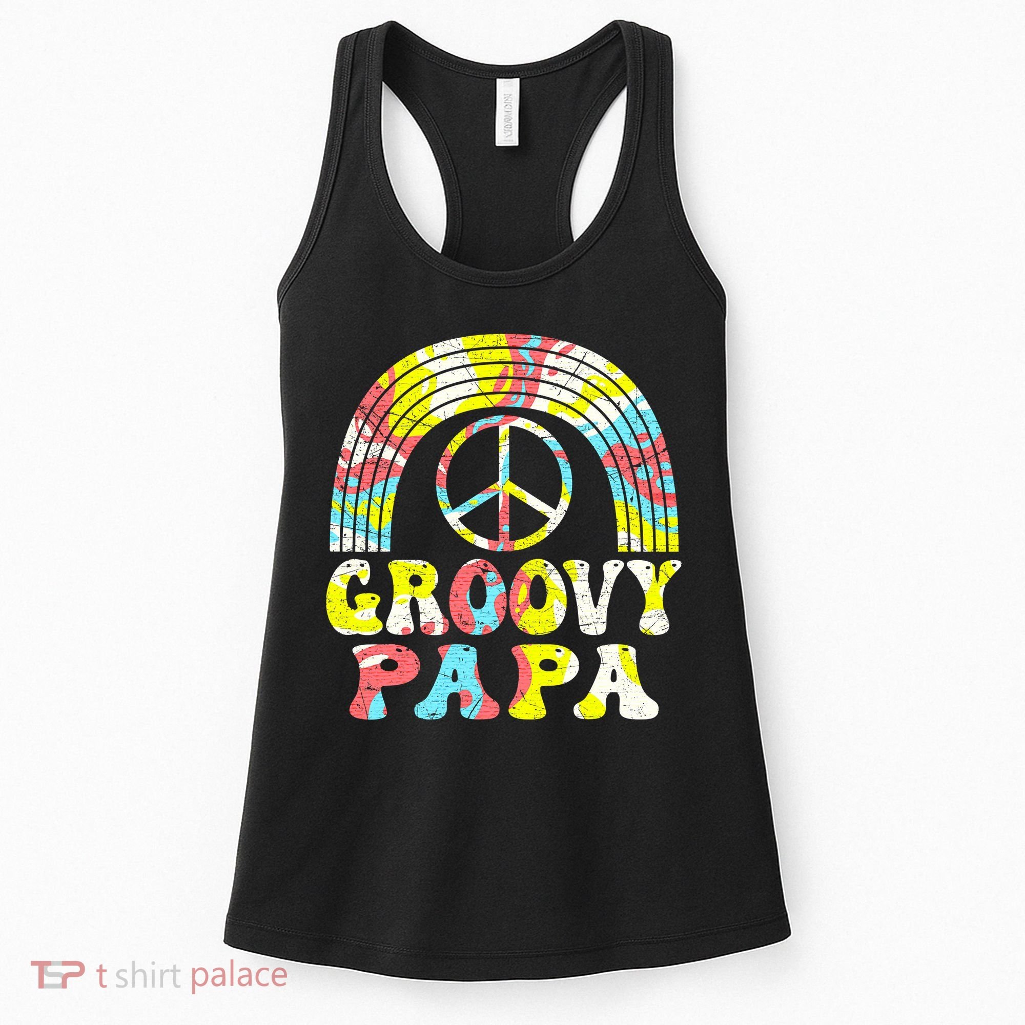 Groovy Papa 70s Aesthetic Nostalgia 1970s Retro Groovy Dad Women's Tank Top