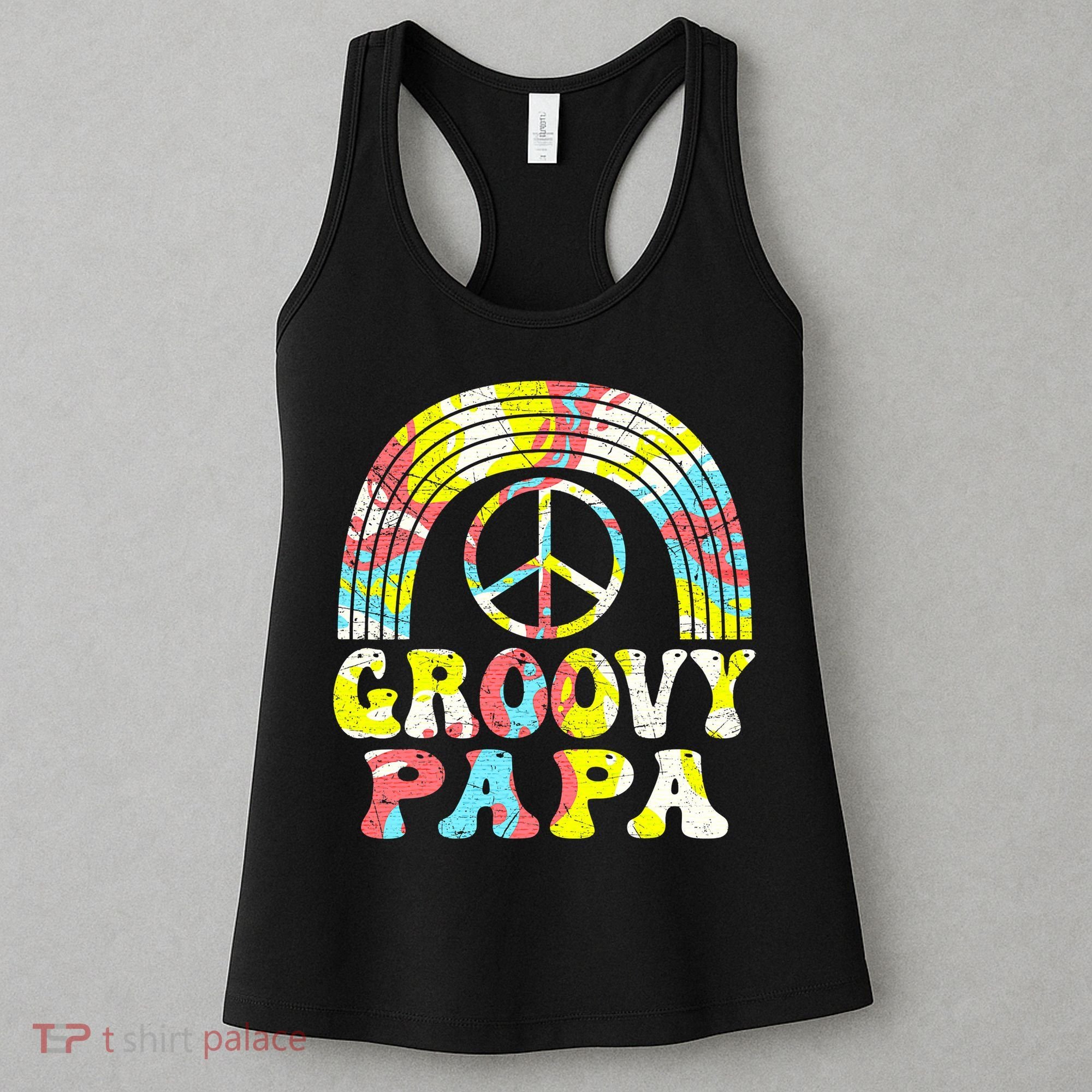 Groovy Papa 70s Aesthetic Nostalgia 1970s Retro Groovy Dad Women's Tank Top