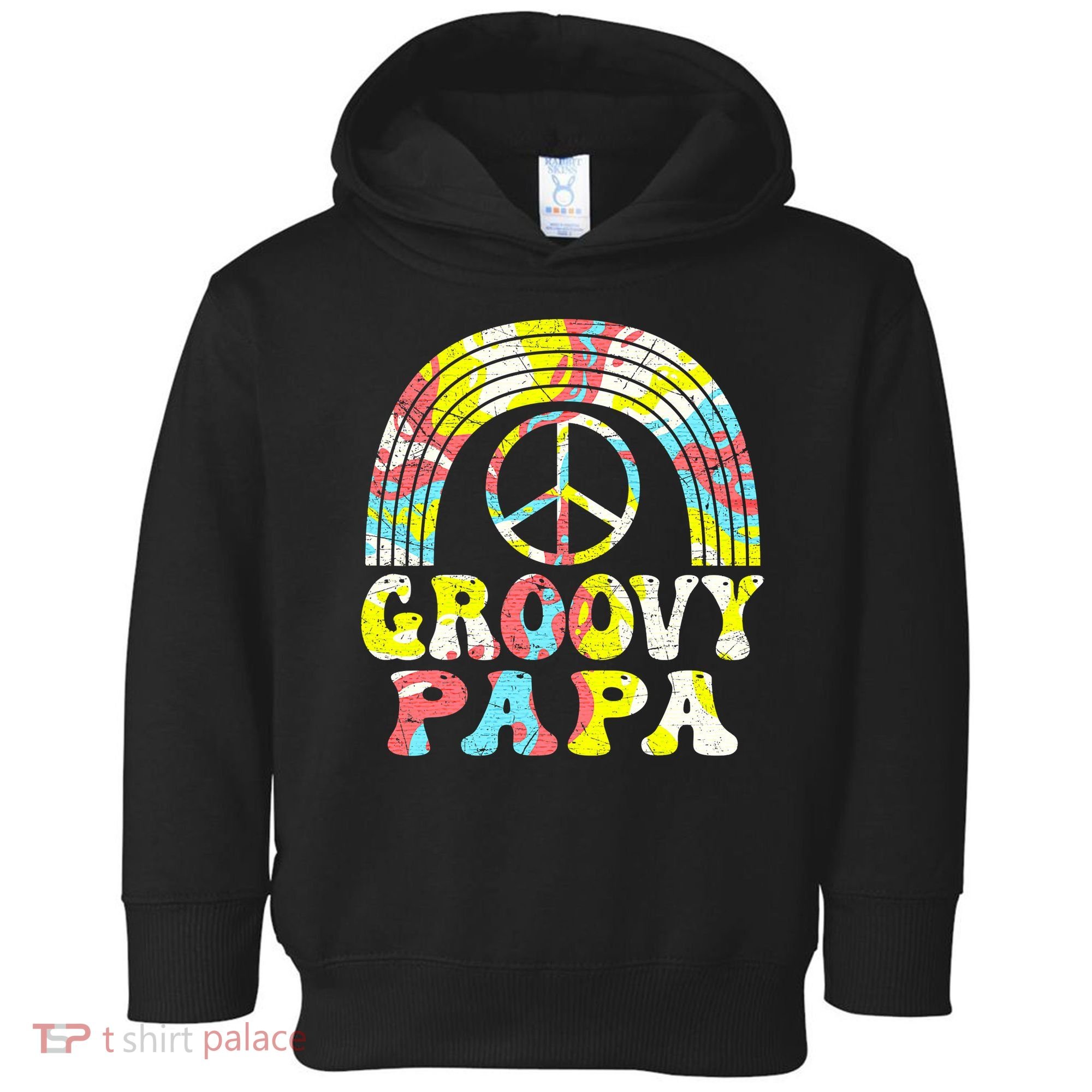 Groovy Papa 70s Aesthetic Nostalgia 1970s Retro Groovy Dad Toddler Hoodie