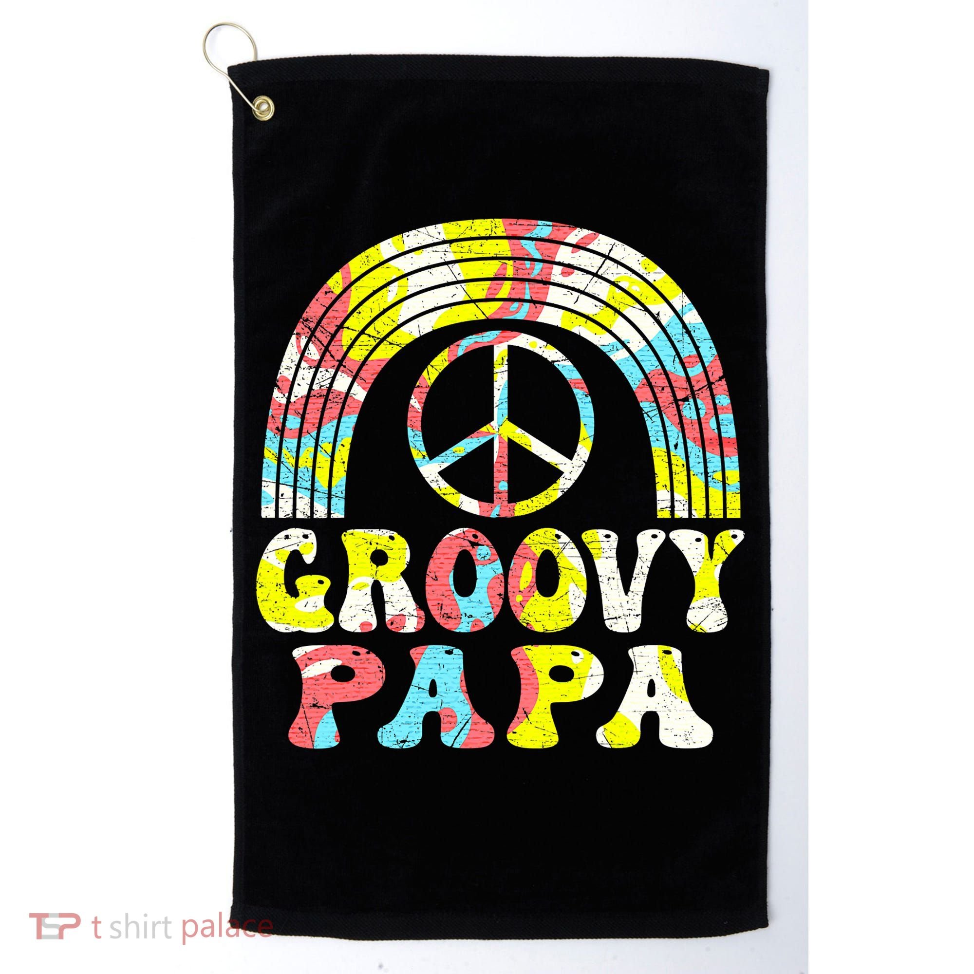 Groovy Papa 70s Aesthetic Nostalgia 1970s Retro Groovy Dad Golf Towel