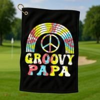 Groovy Papa 70s Aesthetic Nostalgia 1970s Retro Groovy Dad Golf Towel thumb 1