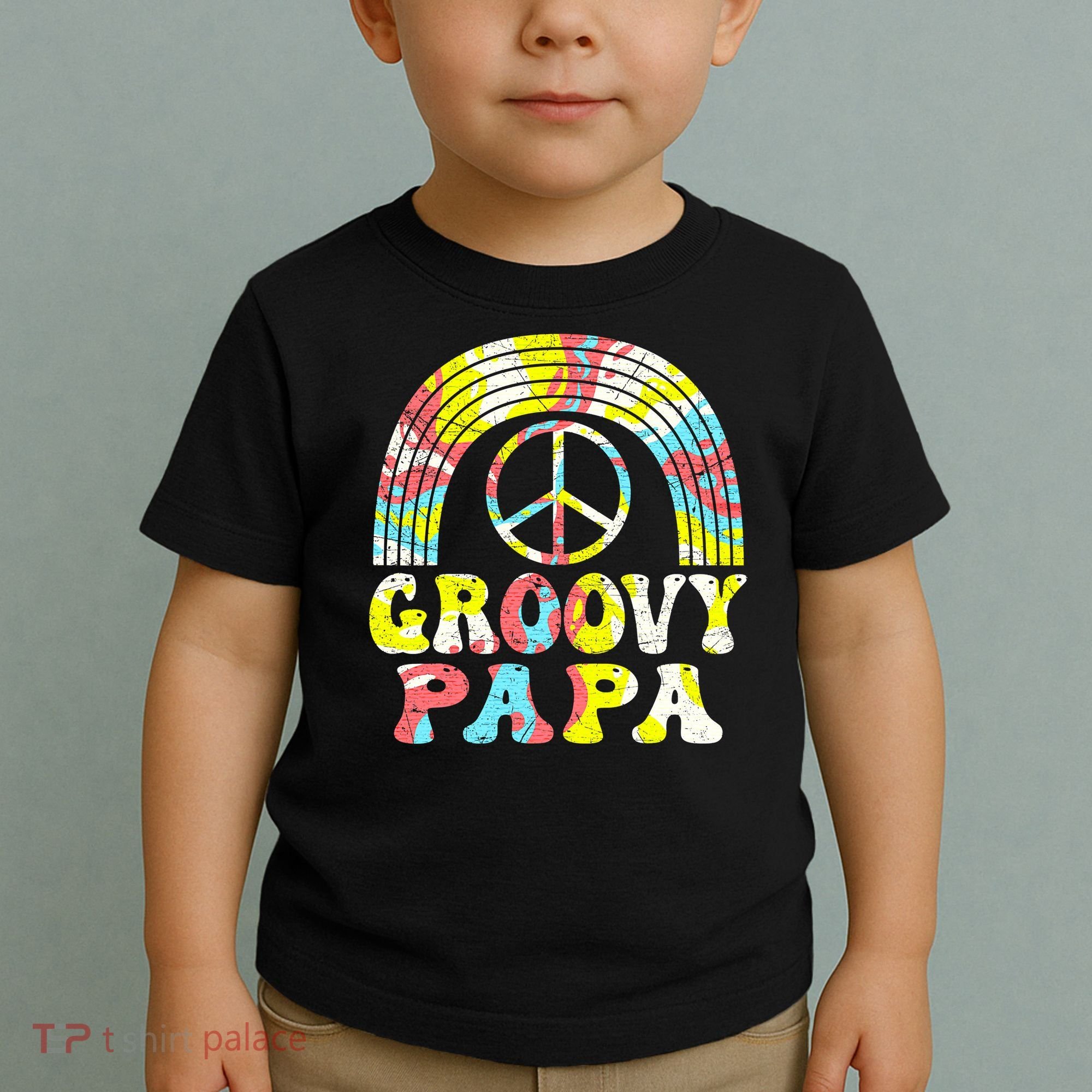 Groovy Papa 70s Aesthetic Nostalgia 1970s Retro Groovy Dad Toddler T-Shirt
