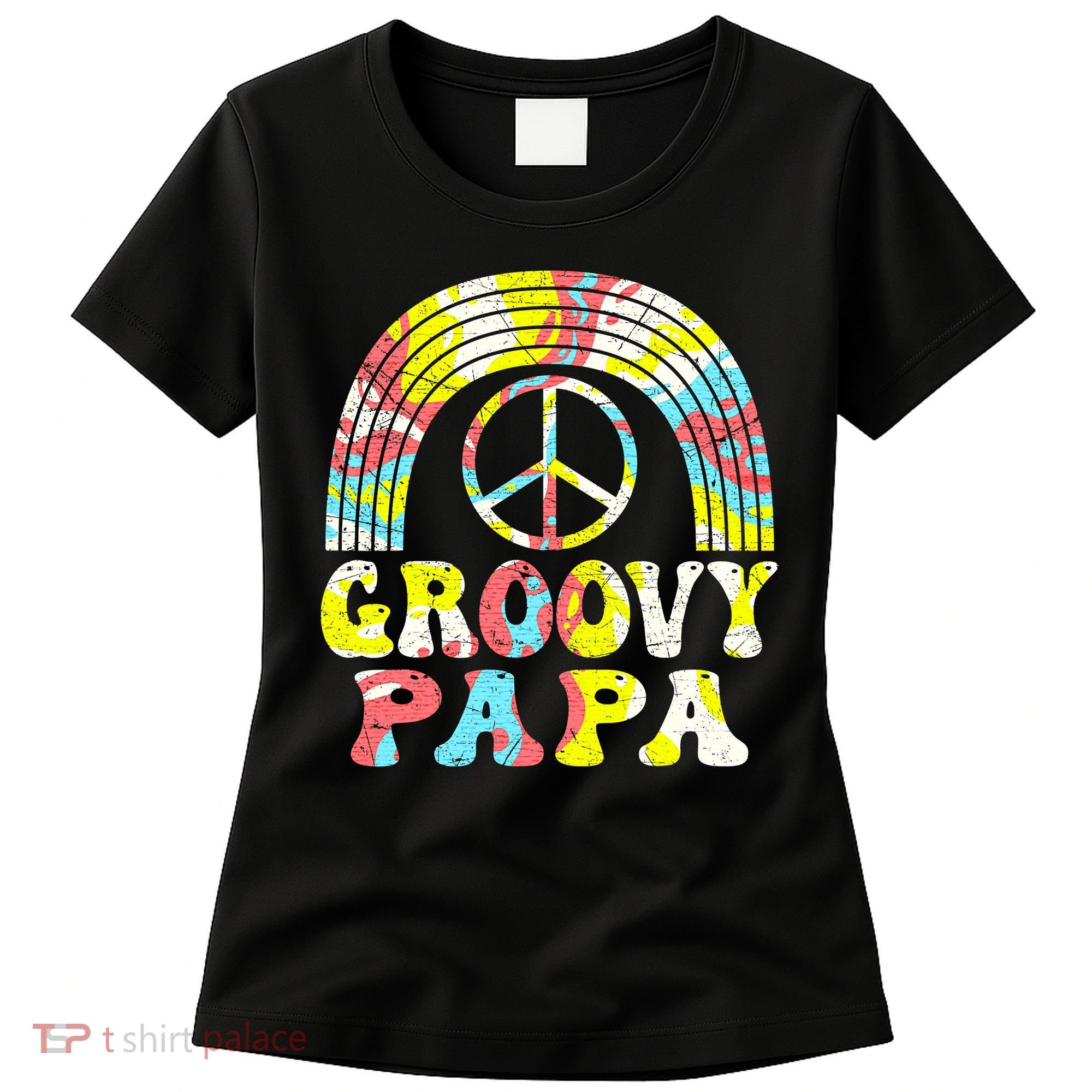 Groovy Papa 70s Aesthetic Nostalgia 1970s Retro Groovy Dad Women's T-Shirt