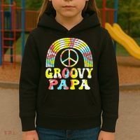 Groovy Papa 70s Aesthetic Nostalgia 1970s Retro Groovy Dad Kids Hoodie thumb 3