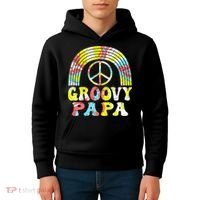 Groovy Papa 70s Aesthetic Nostalgia 1970s Retro Groovy Dad Kids Hoodie thumb 4