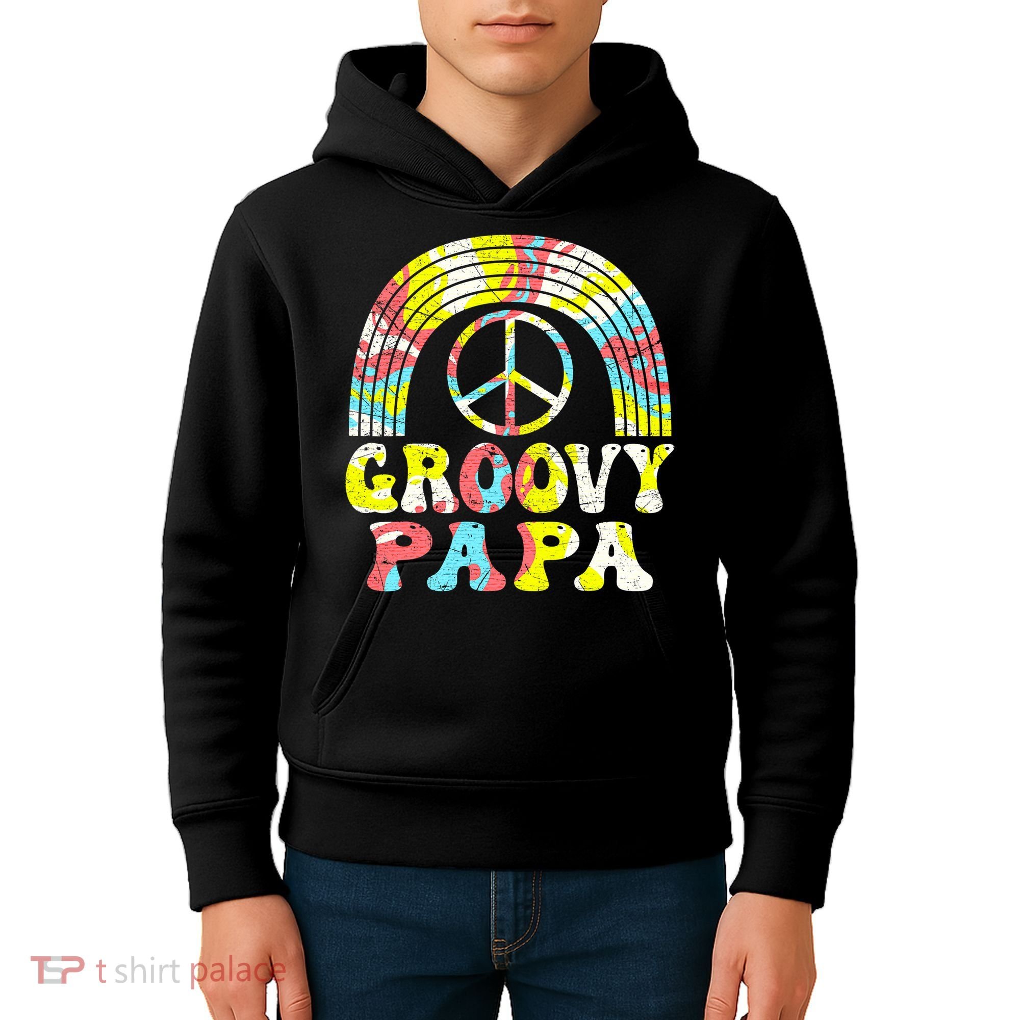Groovy Papa 70s Aesthetic Nostalgia 1970s Retro Groovy Dad Kids Hoodie